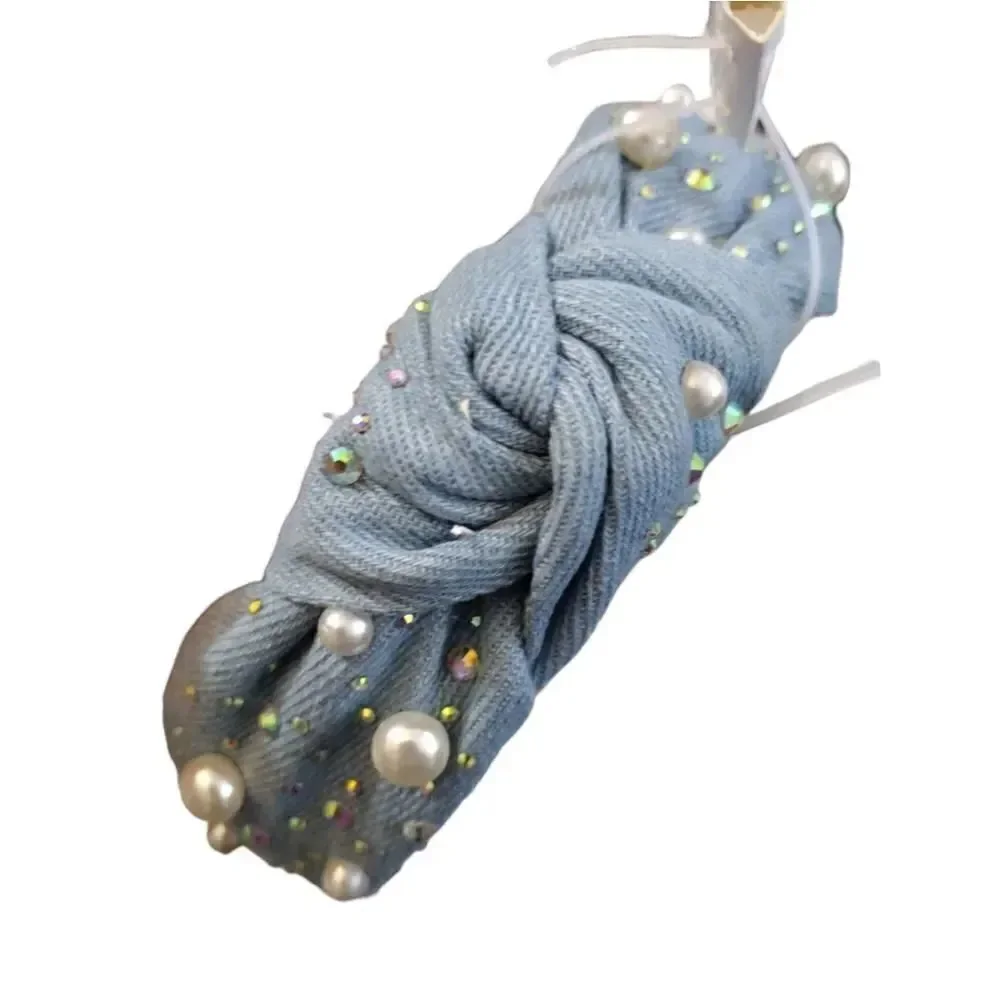 Gem Bella Light Blue‎ Denim Embellished Top Knot Headband NWT